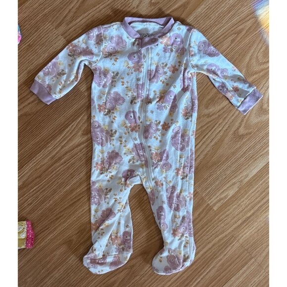 Baby Footed Pajamas 0-3M Floral Tied Dye Animal Prints Zip & Snap - Picture 5 of 14